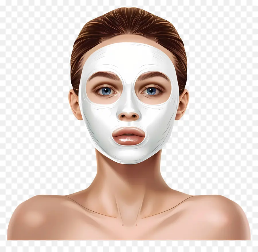 Linda Mulher，Mulher Com Máscara Facial Branca PNG