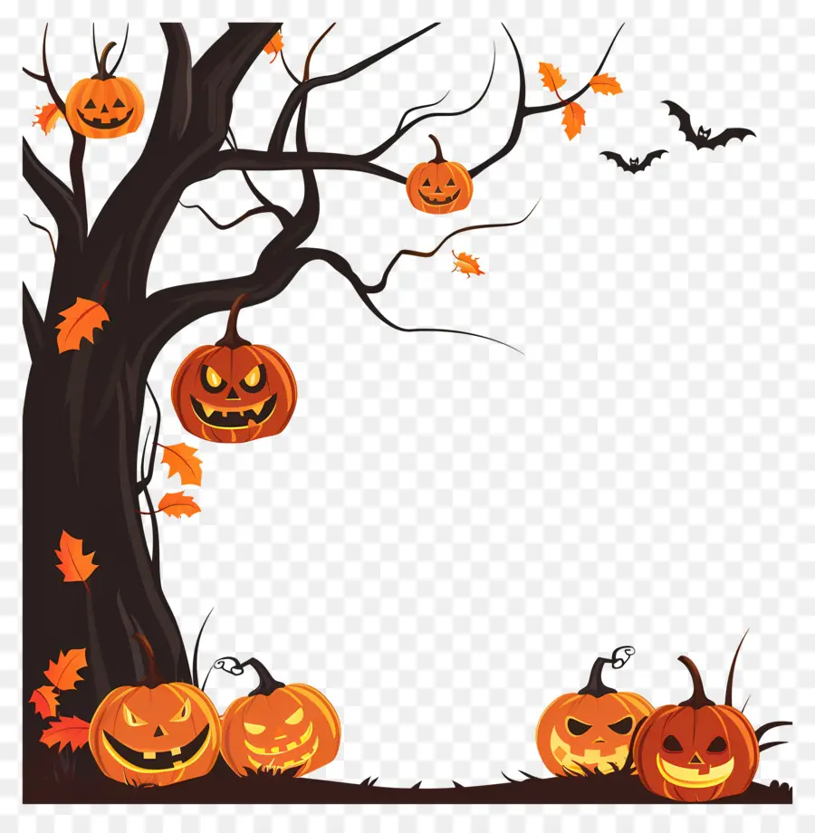 Árvore De Halloween，Abóboras De Halloween PNG