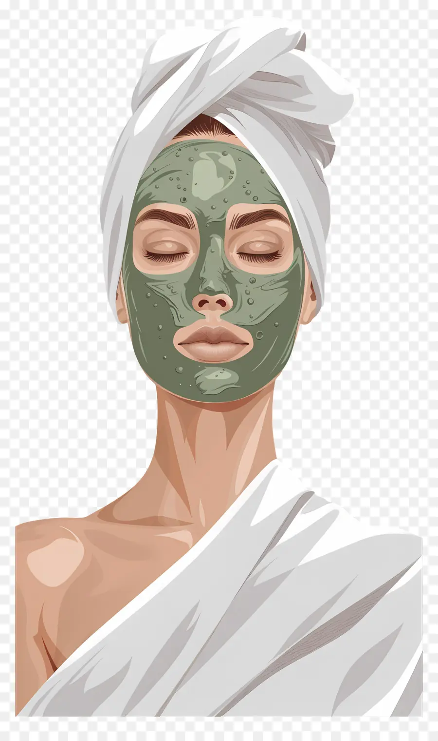 Máscara Facial De Spa，Mulher Com Máscara Facial Verde PNG