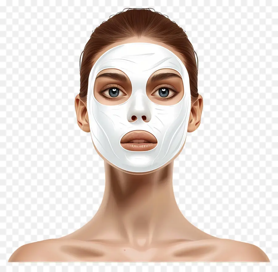 Linda Mulher，Mulher Com Máscara Facial Branca PNG