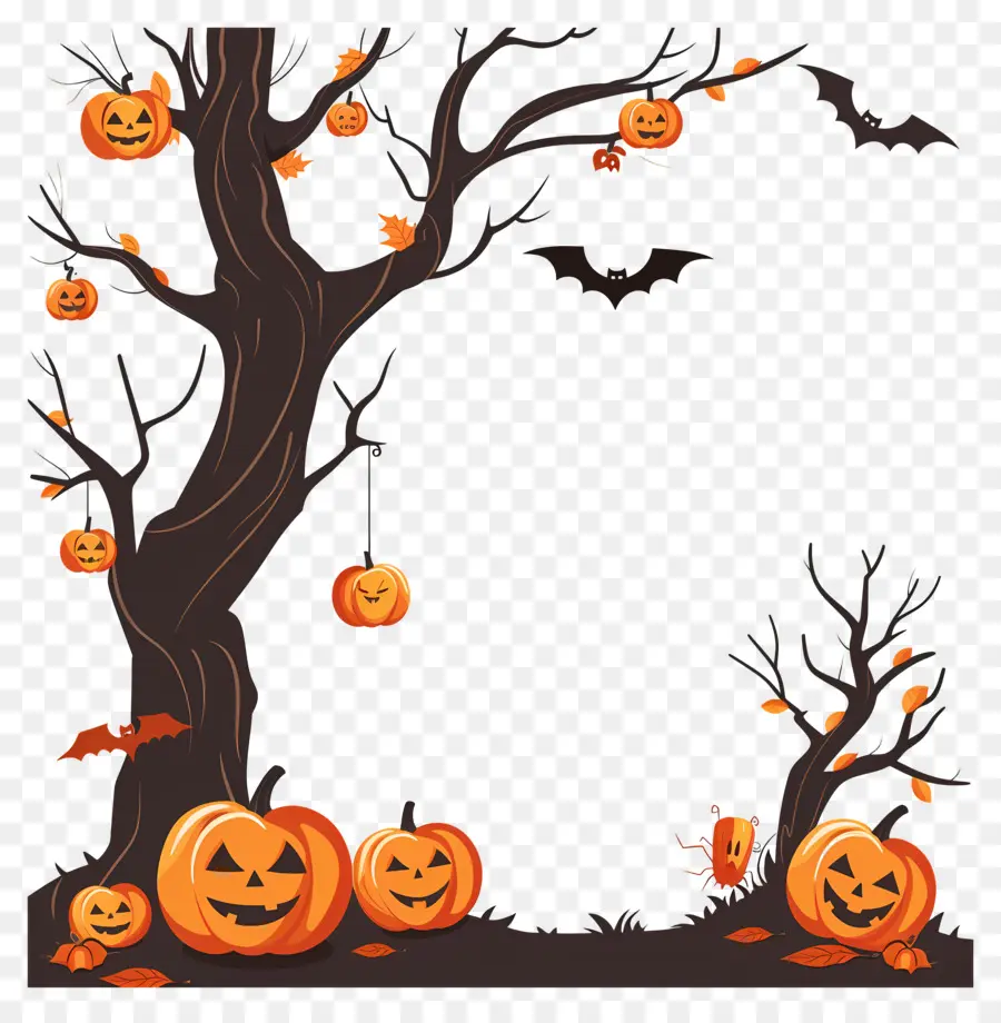 Árvore De Halloween，Abóboras De Halloween PNG