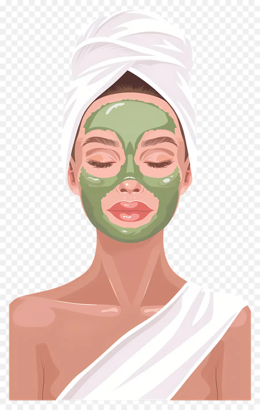 Máscara Facial De Spa，Mulher Com Máscara Facial Verde PNG