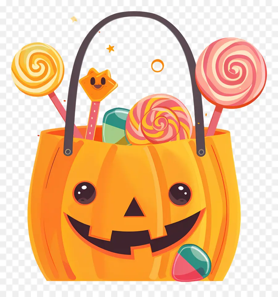 Balde De Doces De Halloween，Cesta De Abóbora PNG