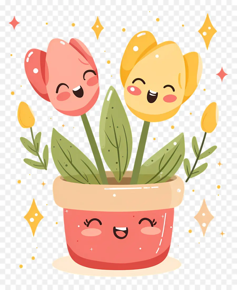 Emoji De Flor，Tulipas Fofas PNG