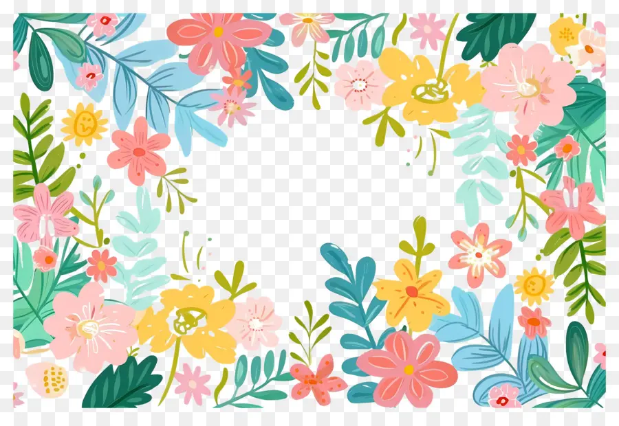 Flor Pastel，Moldura Floral PNG