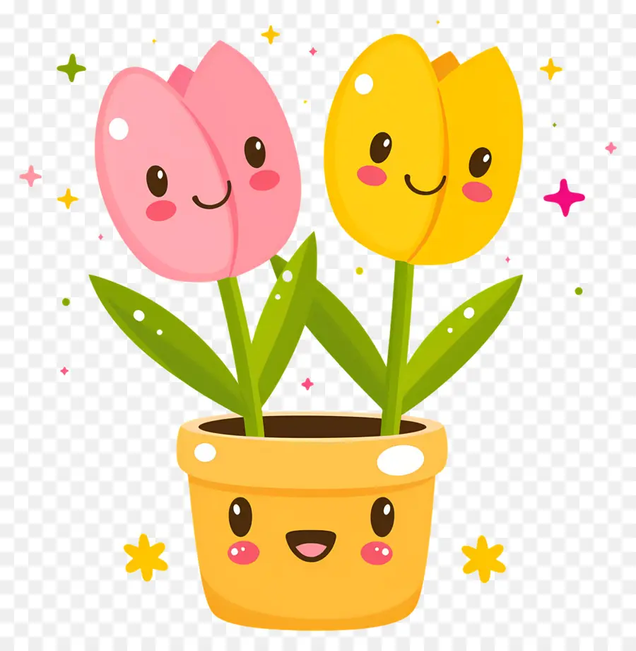 Emoji De Flor，Tulipas Fofas PNG