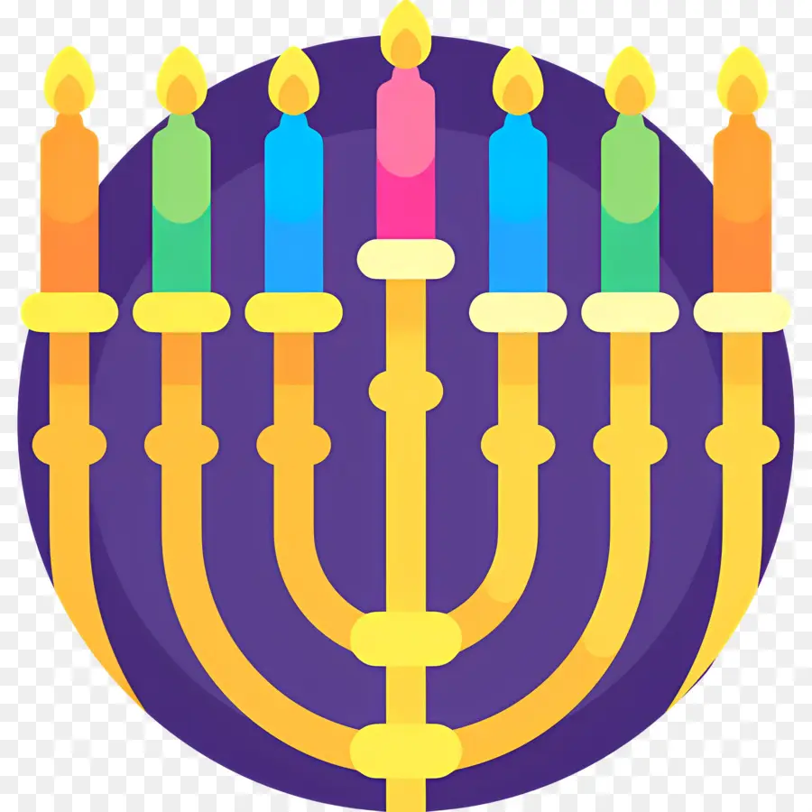 Menorá De Hanukkah，Menorá Colorida PNG