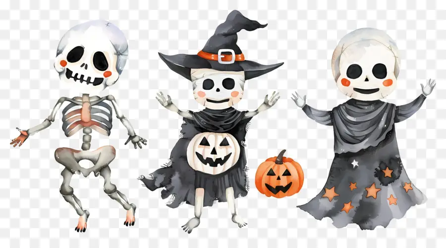 Esqueletos De Halloween，Personagens De Halloween PNG