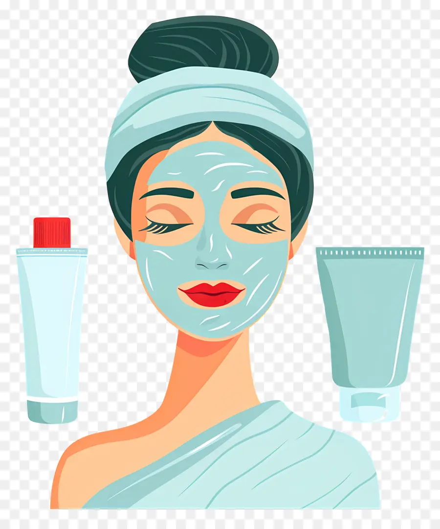 Máscara Facial De Spa，Mulher Com Máscara Facial PNG