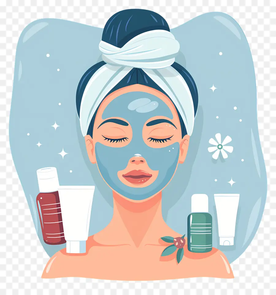 Máscara Facial De Spa，Mulher Com Máscara Facial PNG