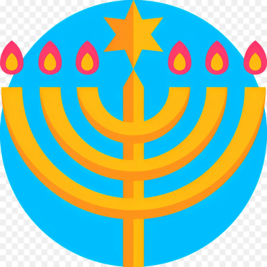 Menorá De Hanukkah，Menorá Com Estrela PNG