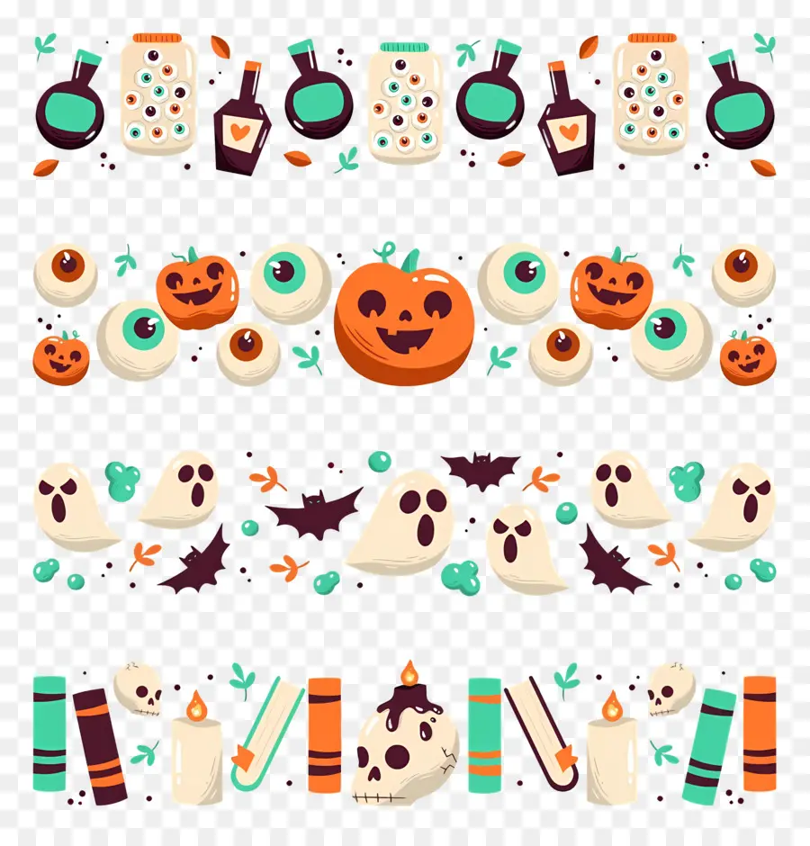 Fronteira De Halloween，Decorações De Halloween PNG