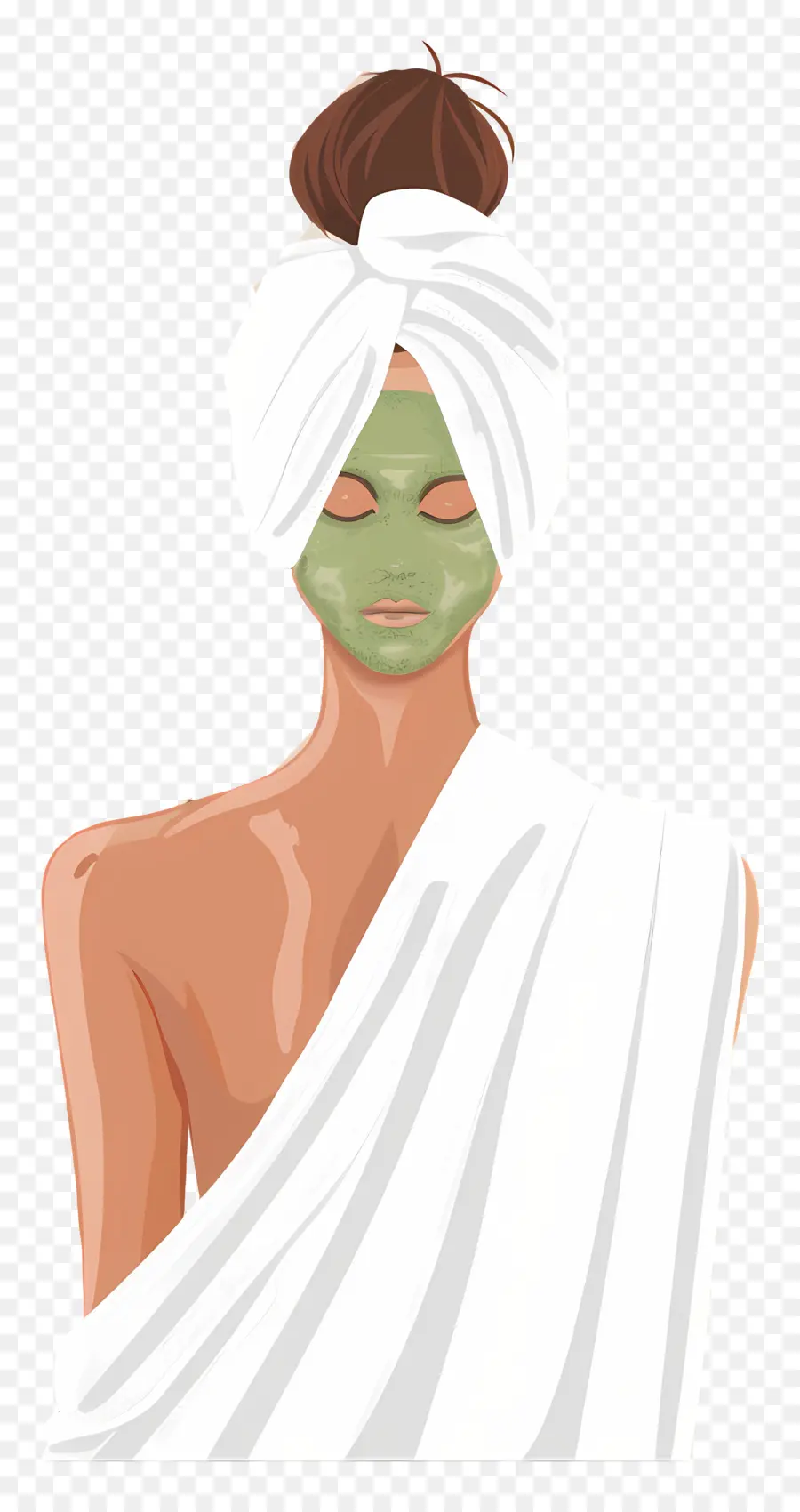 Máscara Facial De Spa，Mulher Com Máscara Facial Verde PNG