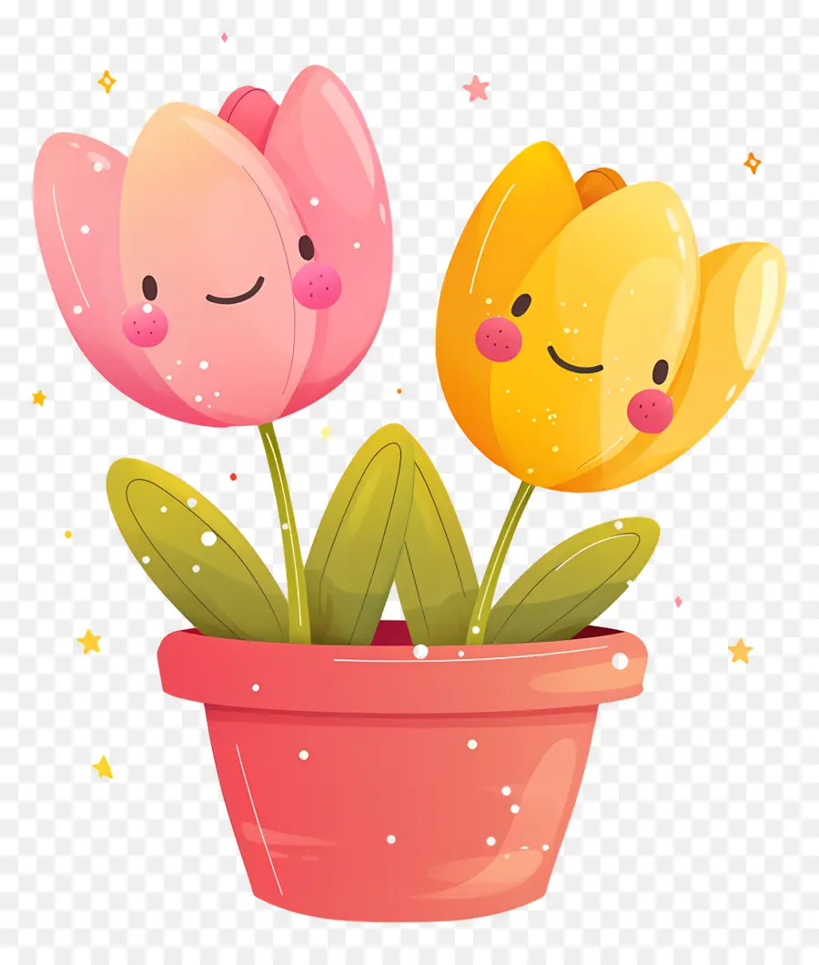 Emoji De Flor，Tulipas Fofas PNG