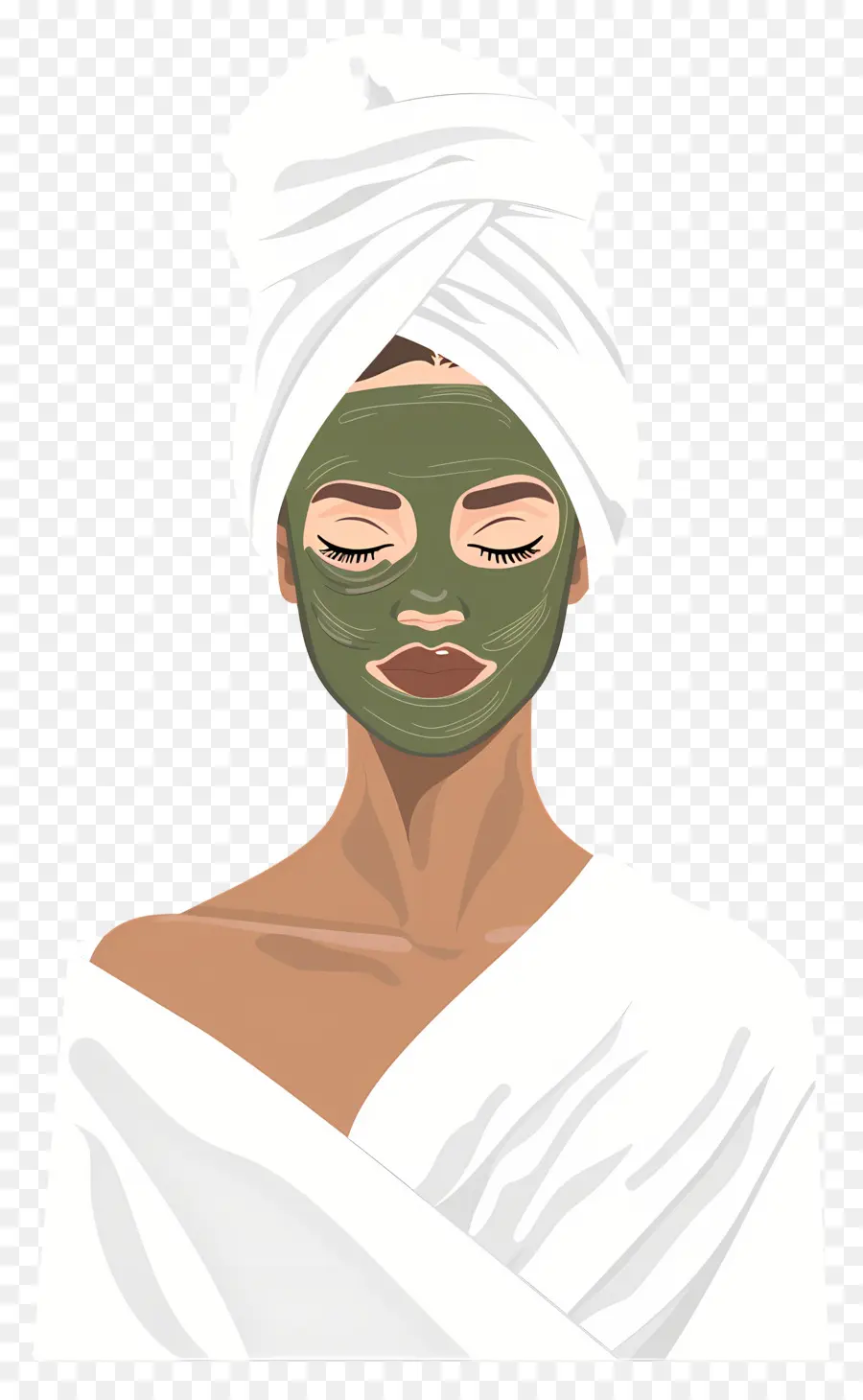 Máscara Facial De Spa，Mulher Com Máscara Facial Verde PNG