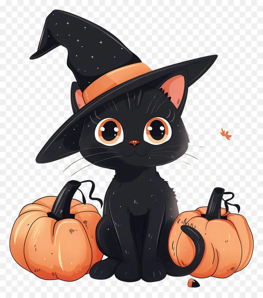 Gato De Halloween，Gato Preto Com Abóboras PNG