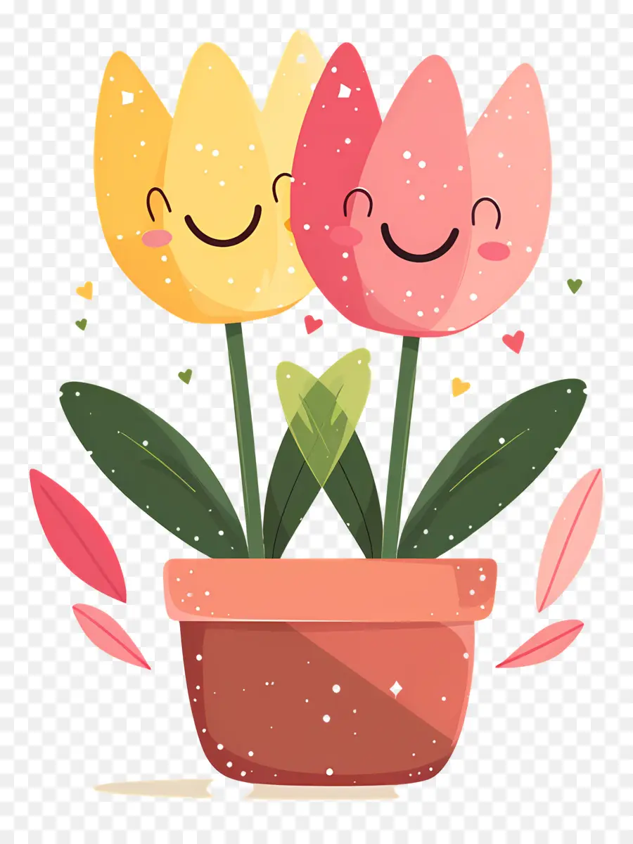 Emoji De Flor，Tulipas Sorridentes PNG