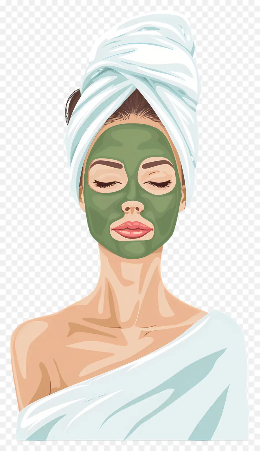 Máscara Facial De Spa，Mulher Com Máscara Facial Verde PNG