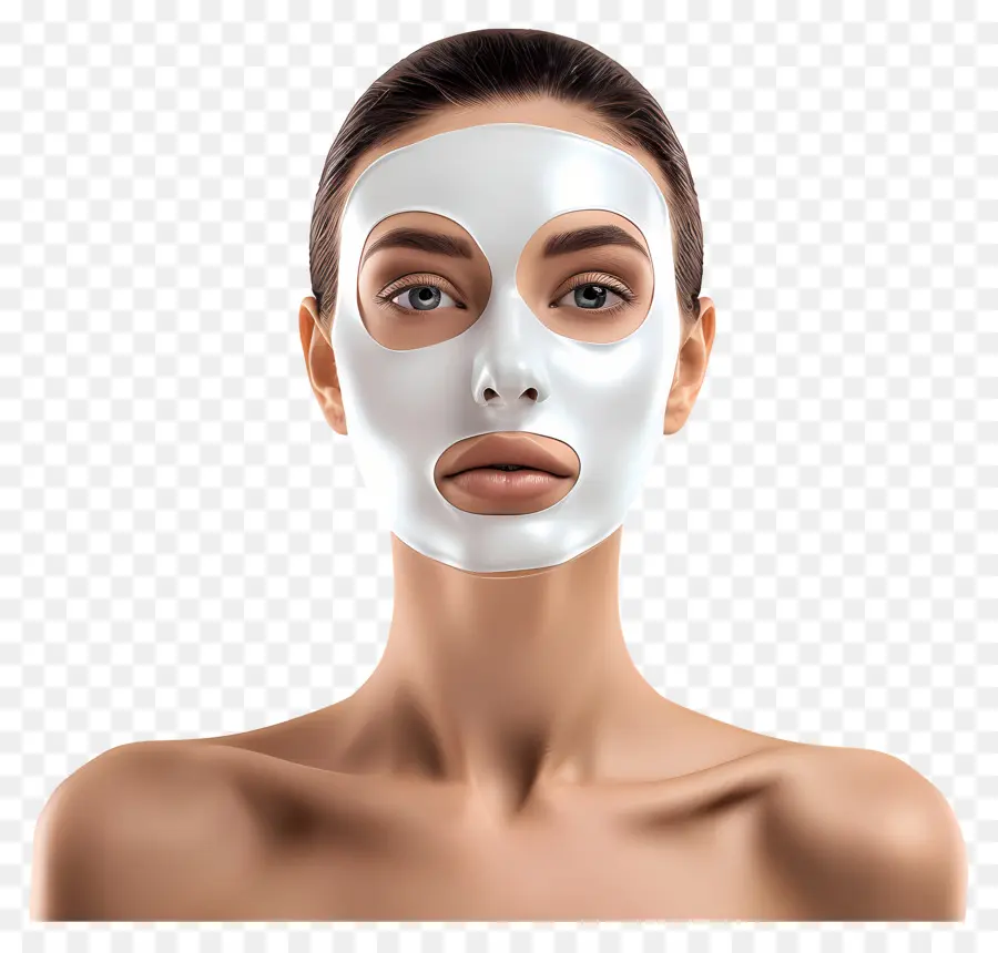 Linda Mulher，Mulher Com Máscara Facial Branca PNG