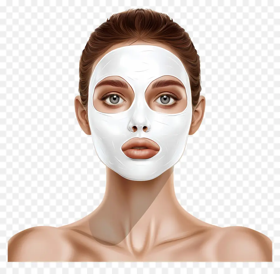 Linda Mulher，Mulher Com Máscara Facial Branca PNG