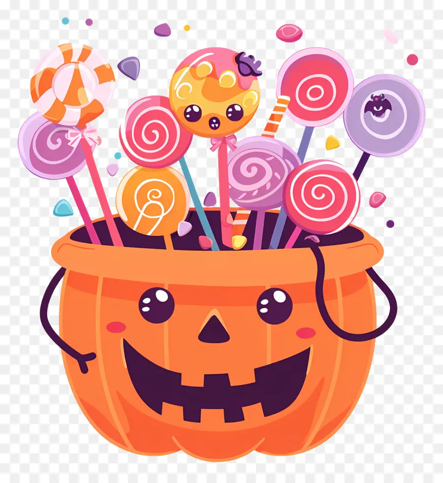 Balde De Doces De Halloween，Balde De Doces De Abóbora PNG