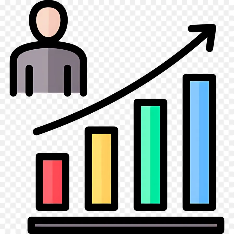 Seta De Crescimento，Pessoa Com Gráfico De Crescimento PNG