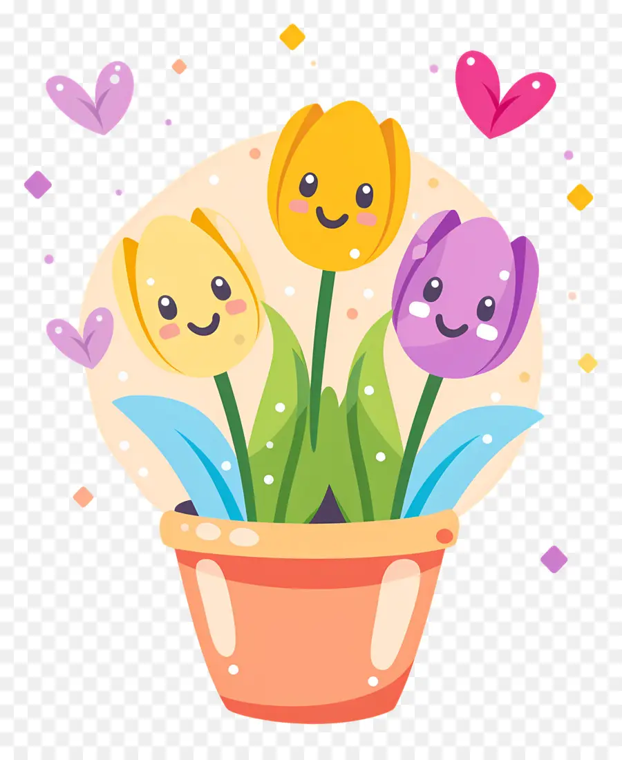 Emoji De Flor，Tulipas Fofas PNG