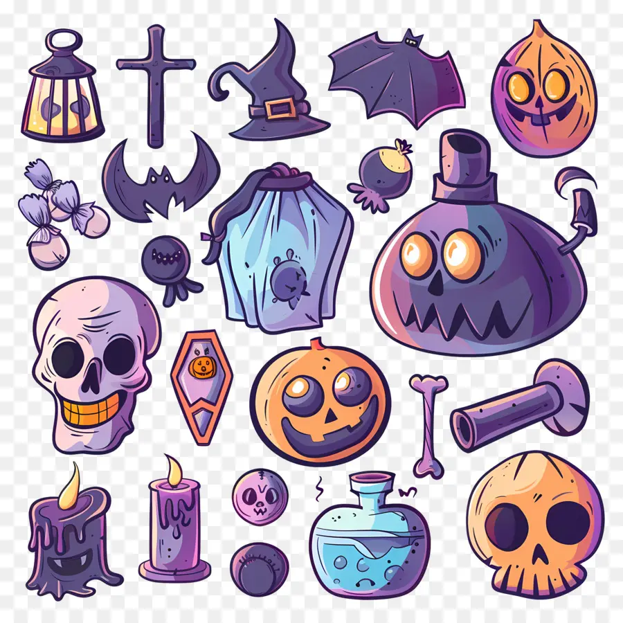 Fundo De Halloween，Ícones De Halloween PNG