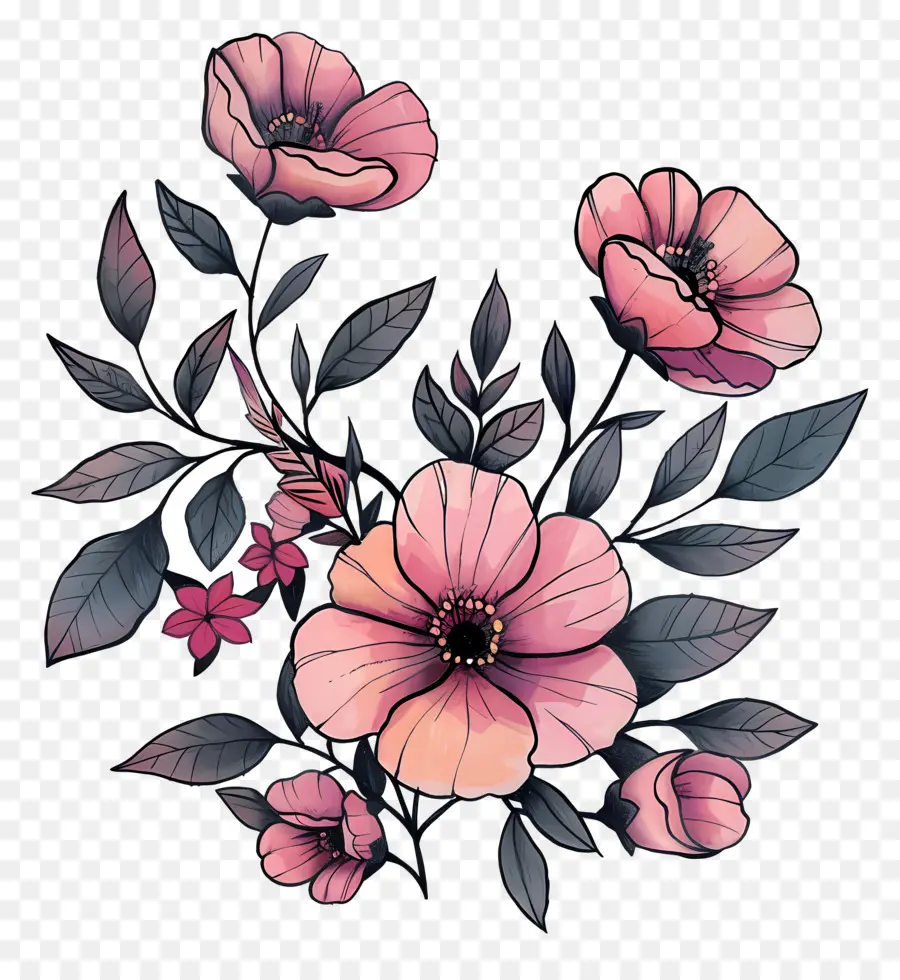 Fundo Rosa，Flores PNG