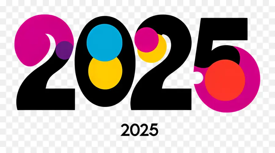 2025 Ano，2025 Ondas Coloridas PNG