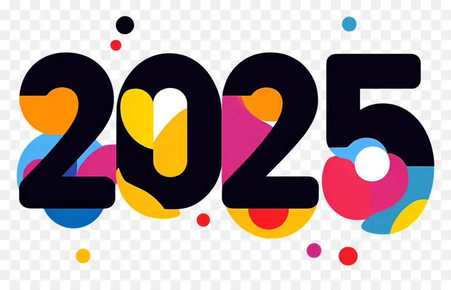 2025 Ano，2025 Ondas Coloridas PNG