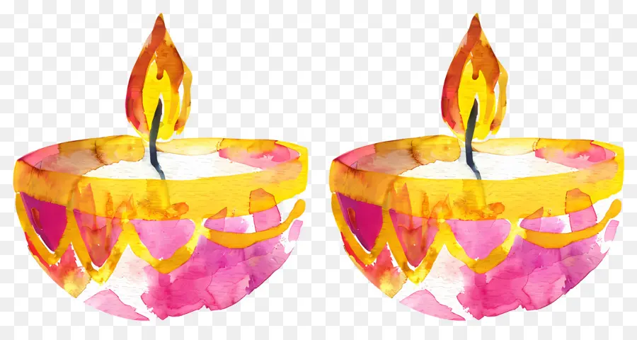 Diwali Diya，Lâmpadas De óleo Redondas Coloridas PNG