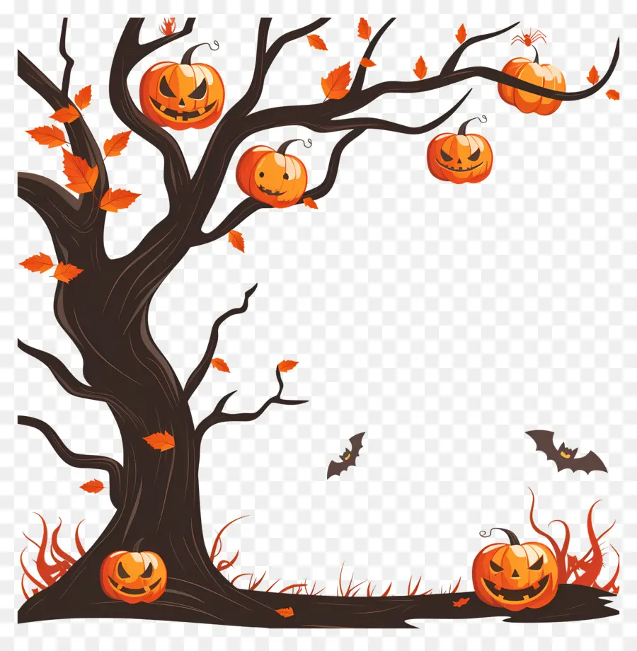 Árvore De Halloween，Abóboras De Halloween PNG