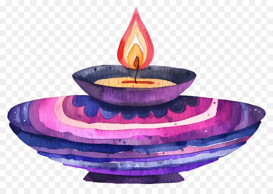 Diwali Diya，Grande Lamparina A óleo Com Lamparina Pequena PNG