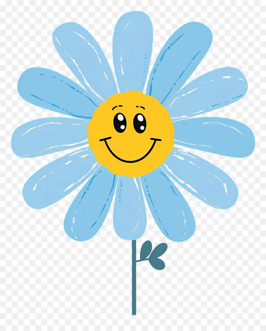 Emoji De Flor，Flor Azul Sorridente PNG