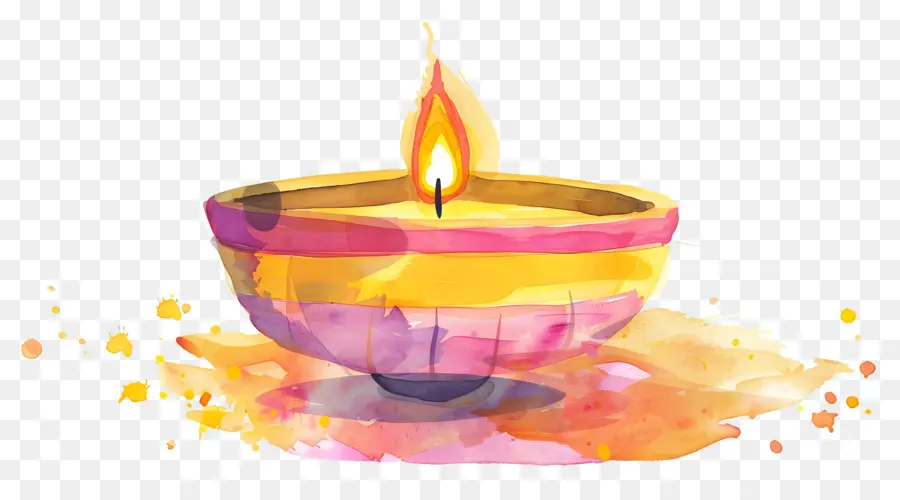 Diwali Diya，Lâmpadas De óleo Coloridas PNG