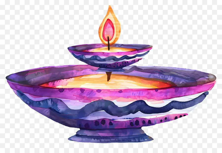 Diwali Diya，Grande Lamparina A óleo Com Lamparina Pequena PNG