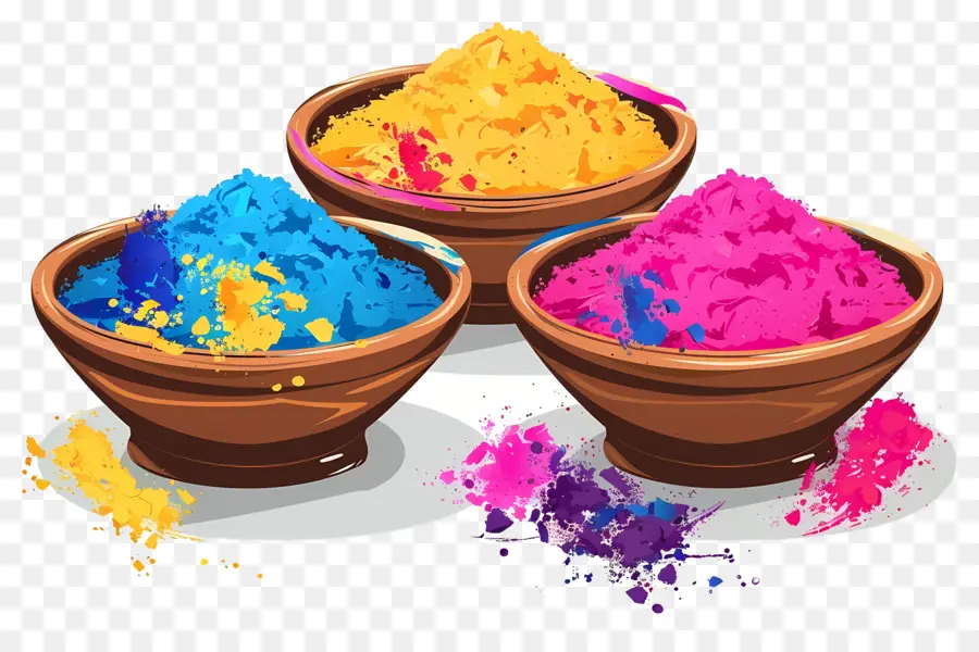 Fundo Holi，Tigelas De Pó Coloridas PNG