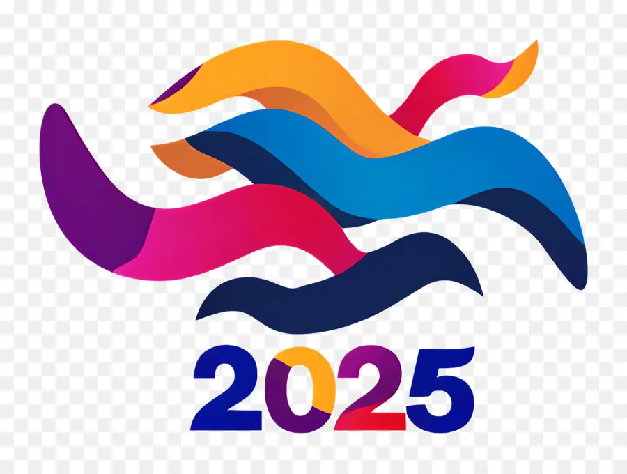 2025 Ano，Colorido 2025 PNG