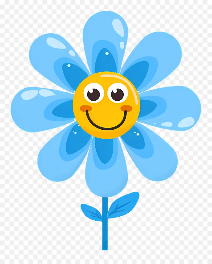 Emoji De Flor，Flor Azul Sorridente PNG