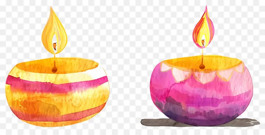 Diwali Diya，Lâmpadas De óleo Redondas Coloridas PNG