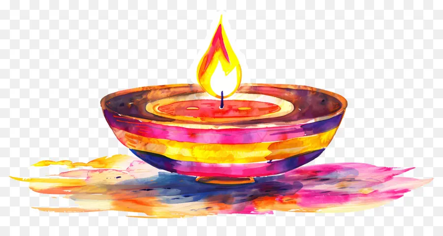 Diwali Diya，Lâmpadas De óleo Coloridas PNG