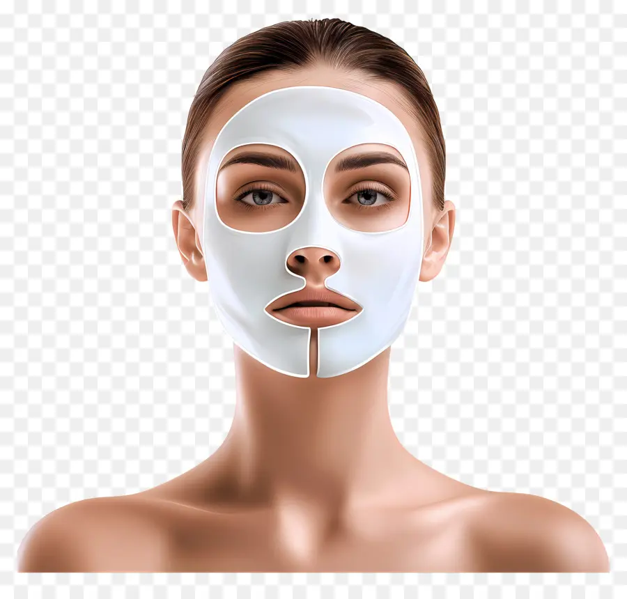 Linda Mulher，Mulher Com Máscara Facial Branca PNG