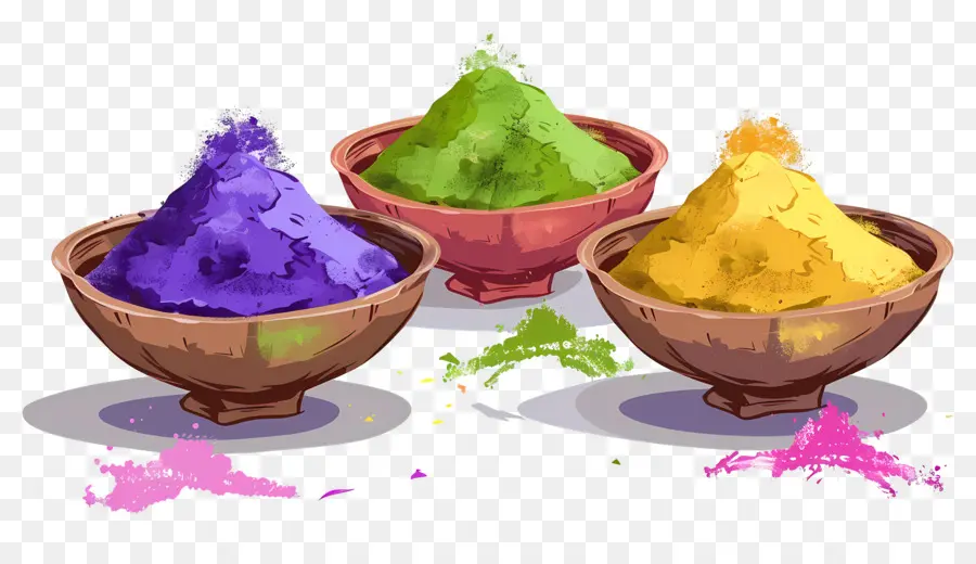 Fundo Holi，Tigelas De Pó Coloridas PNG