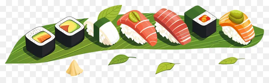 Sushi Na Folha，Sushi PNG