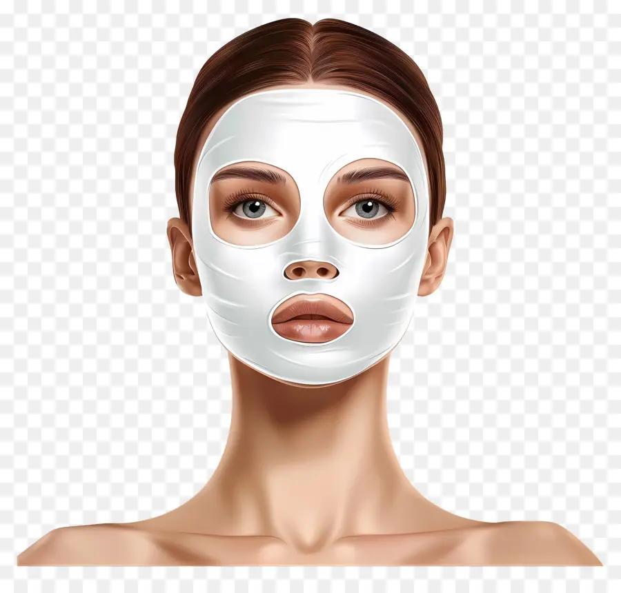 Linda Mulher，Mulher Com Máscara Facial Branca PNG