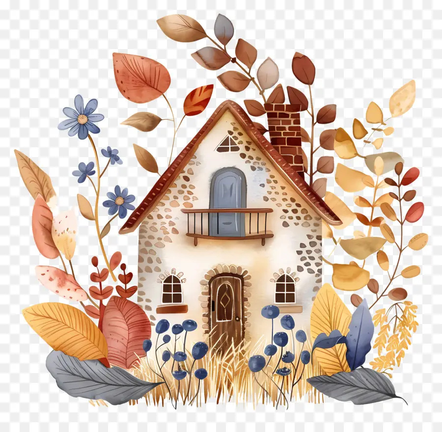 Casa De Outono，Casa Fofa De Doodle PNG