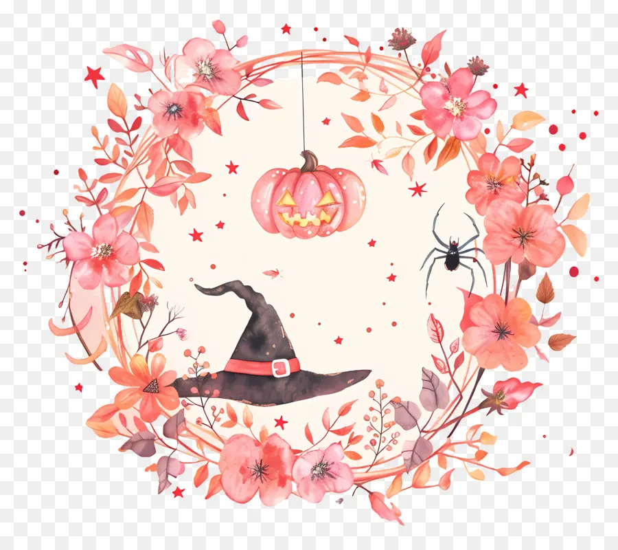 Guirlanda De Halloween，Guirlanda Floral De Halloween PNG