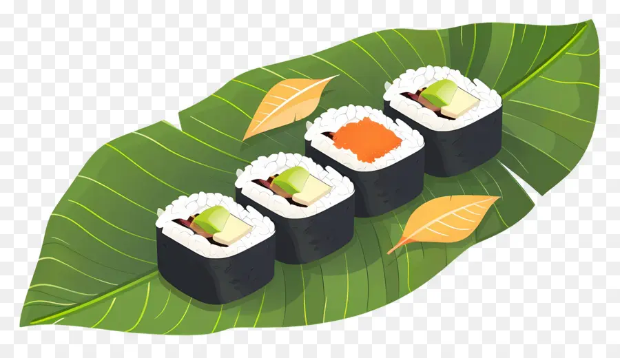 Sushi Na Folha，Japonês PNG