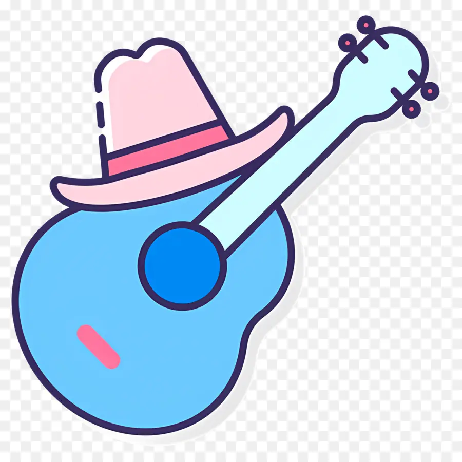 Música Sertaneja，Guitarra Com Chapéu PNG